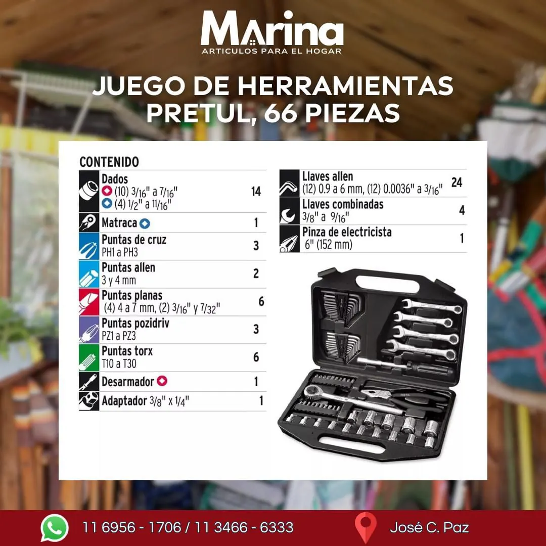 Juego de Herramientas Pretul 66 Piezas